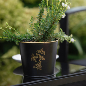 Osłonka metalowa do doniczki 16cm czarna Basiliana